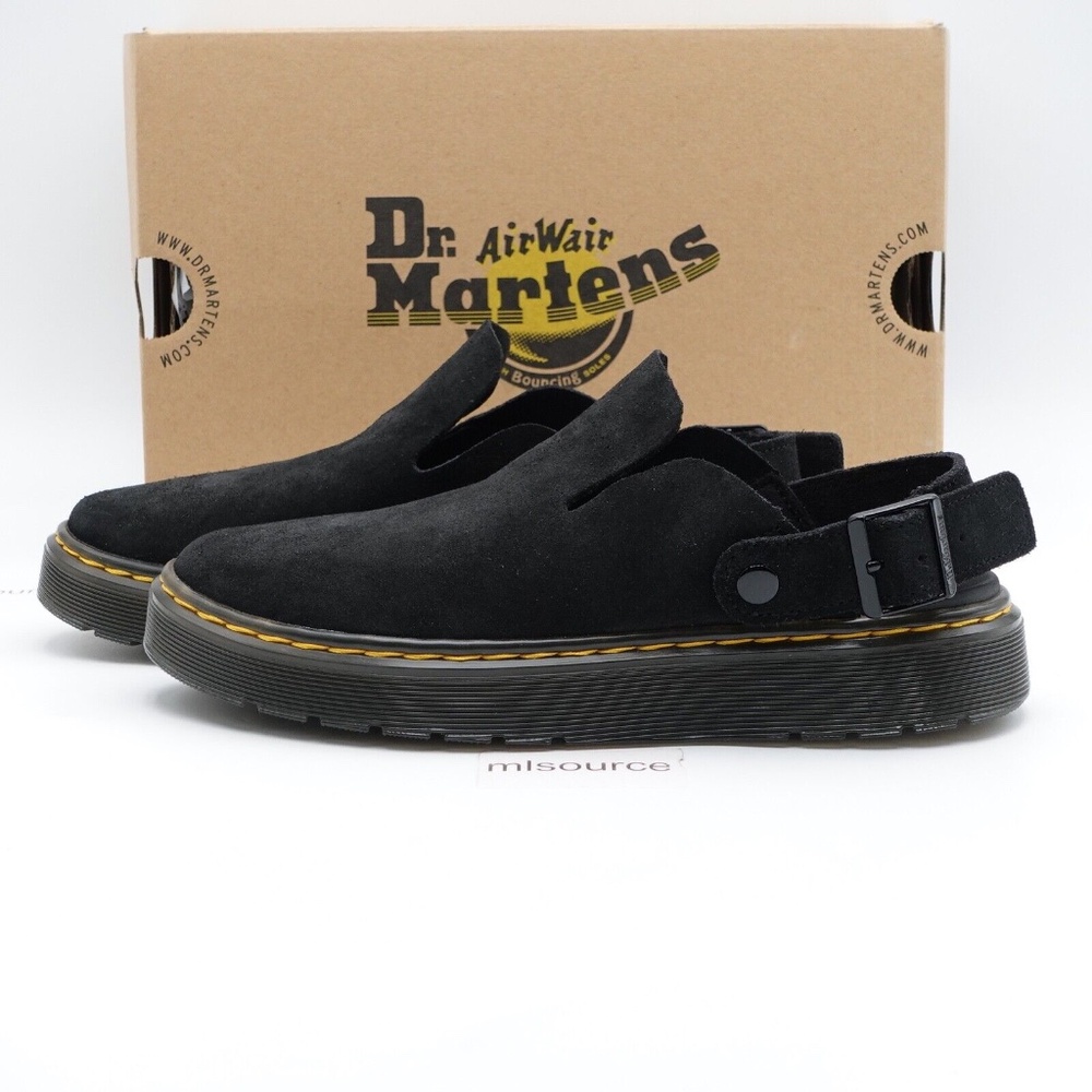 Dr. Martens Black Suede Mules